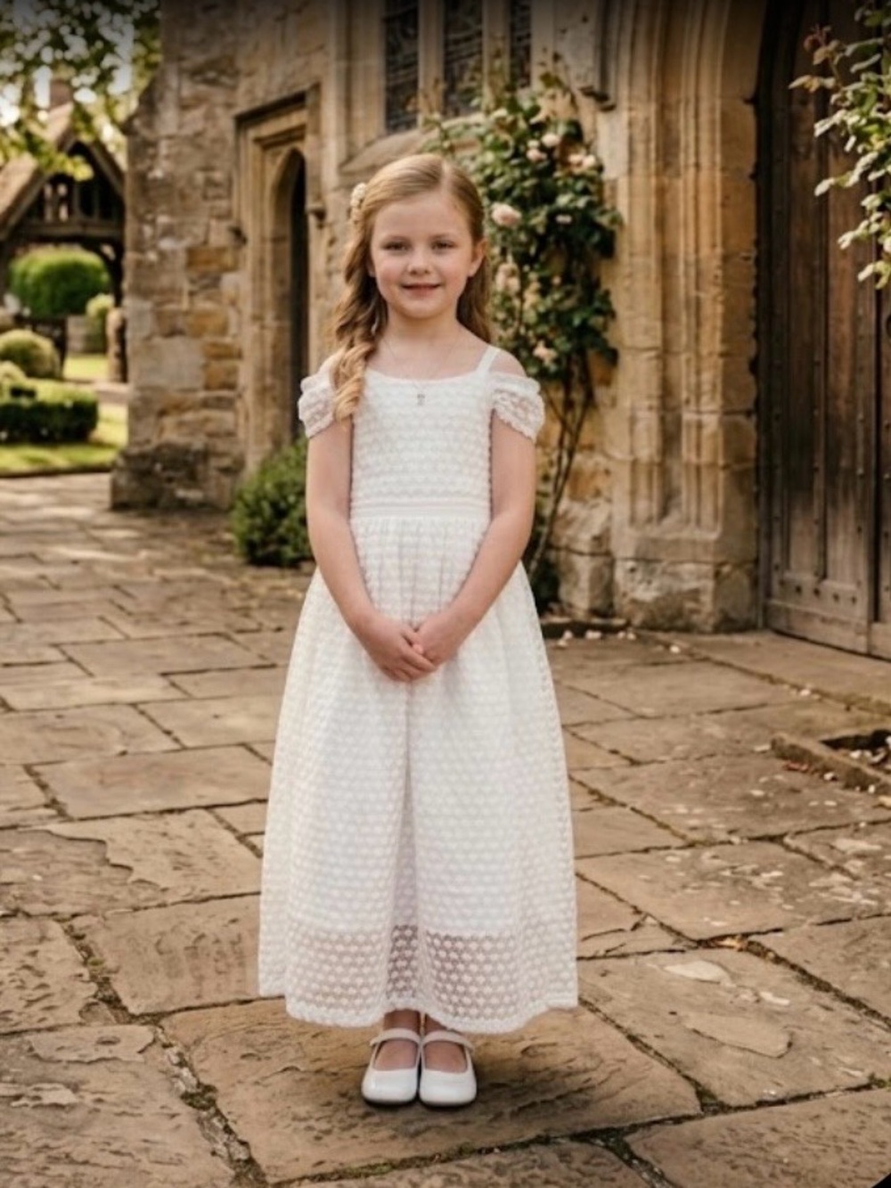 NWOT Show Me Your MuMu White Girls' Lace Overlay Formal Dress 4T